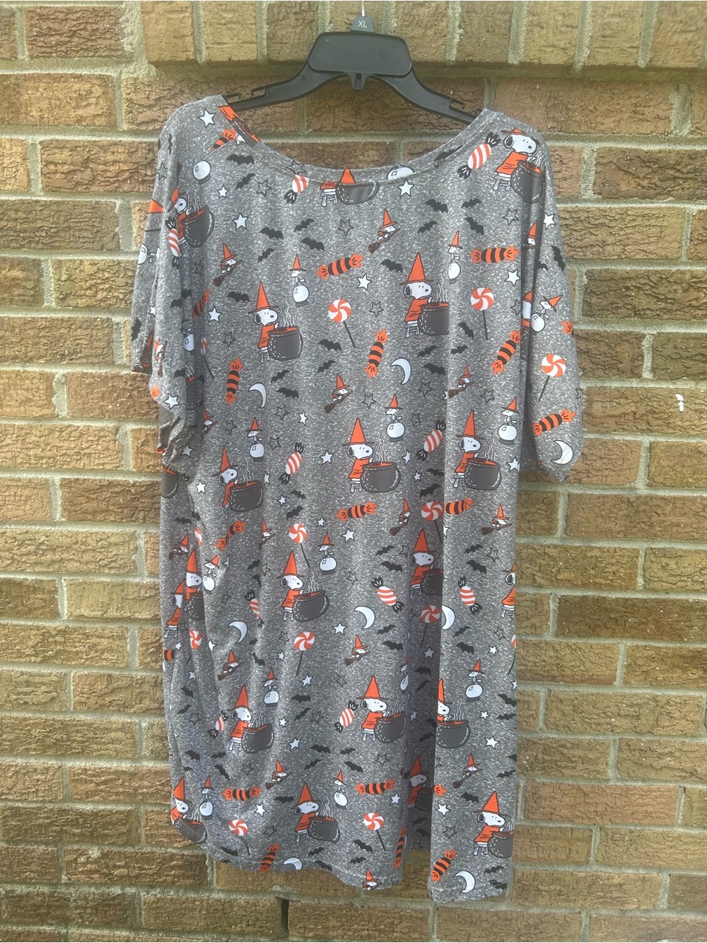 Munki Munki Peanuts Gray sleep shirt with Orange Halloween Print size 2XL - Picture 6 of 8